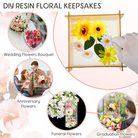 8 Pcs Large Silicone Molds for Resin Square Rectangle Heart Shaped Flower Preservation Kit for Resin Glossy Deep Epoxy Molds Silicone Deep Resin Irenare