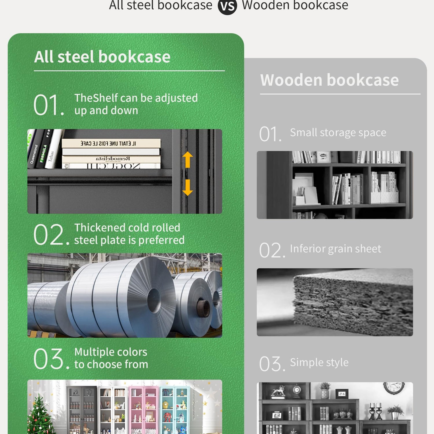 Greenvelly Black Metal Display Curio Cabinet with Glass Doors and 4 Adjustable Shelves Greenvelly