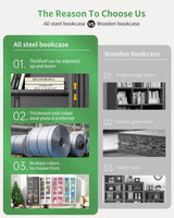 Greenvelly Black Metal Display Curio Cabinet with Glass Doors and 4 Adjustable Shelves Greenvelly