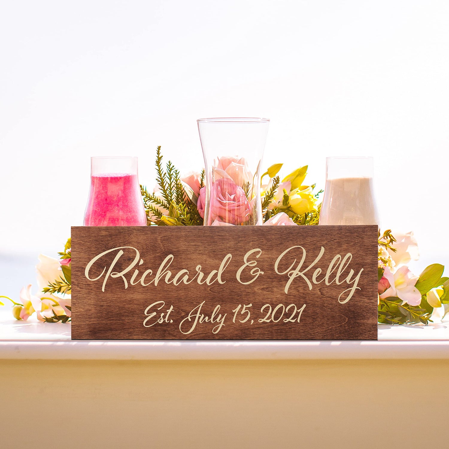 Custom Wood Sign, Personalized Wooden Name Sign w/Text, 10 Fonts, 5 Wooden Colors - 15" x 6"- Rustic Wall Decor Customization Mill