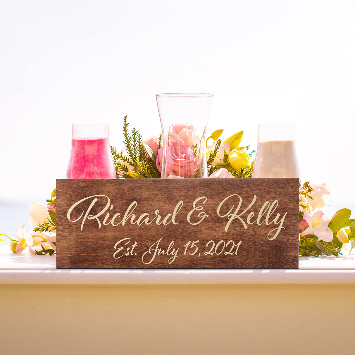 Custom Wood Sign, Personalized Wooden Name Sign w/Text, 10 Fonts, 5 Wooden Colors - 15" x 6"- Rustic Wall Decor Customization Mill