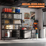 REIBII 5-Shelf Wire Shelving,Storage Shelves Metal Shelves for Storage,71’’H Adjustable Garage Shelving Heavy Duty Storage Rack Pantry Shelf Kitchen REIBII