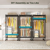 FUTASSI P5 Rolling Clothes Rack, Clothing Racks for Hanging Clothes, Freestanding Heavy Duty Garment Rack, Portable Closet Organizers System 23.6'' W FUTASSI