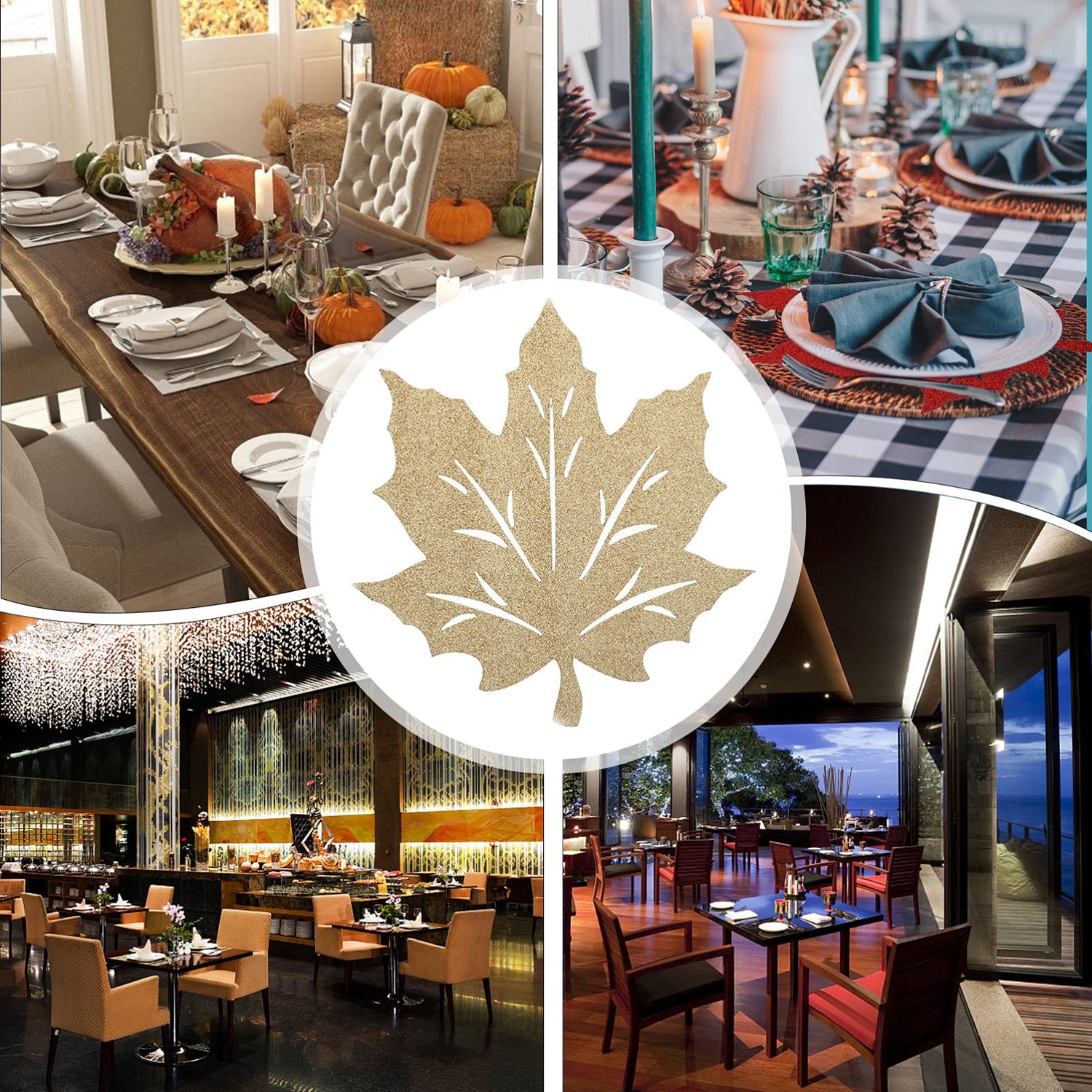 VOSAREA 2pcs Thanksgiving placemats Felt Place mats Thanksgiving Autumn Maple Leaves Cutout Felt Coasters Autumn Harvest Table mats Orange Suit VOSAREA