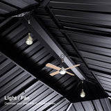 PURPLE LEAF 12' X 20' Outdoor Hardtop Gazebo for Patio Galvanized Steel Double Roof Permanent Canopy Teak Finish Coated Aluminum Frame Pavilion PURPLE LEAF