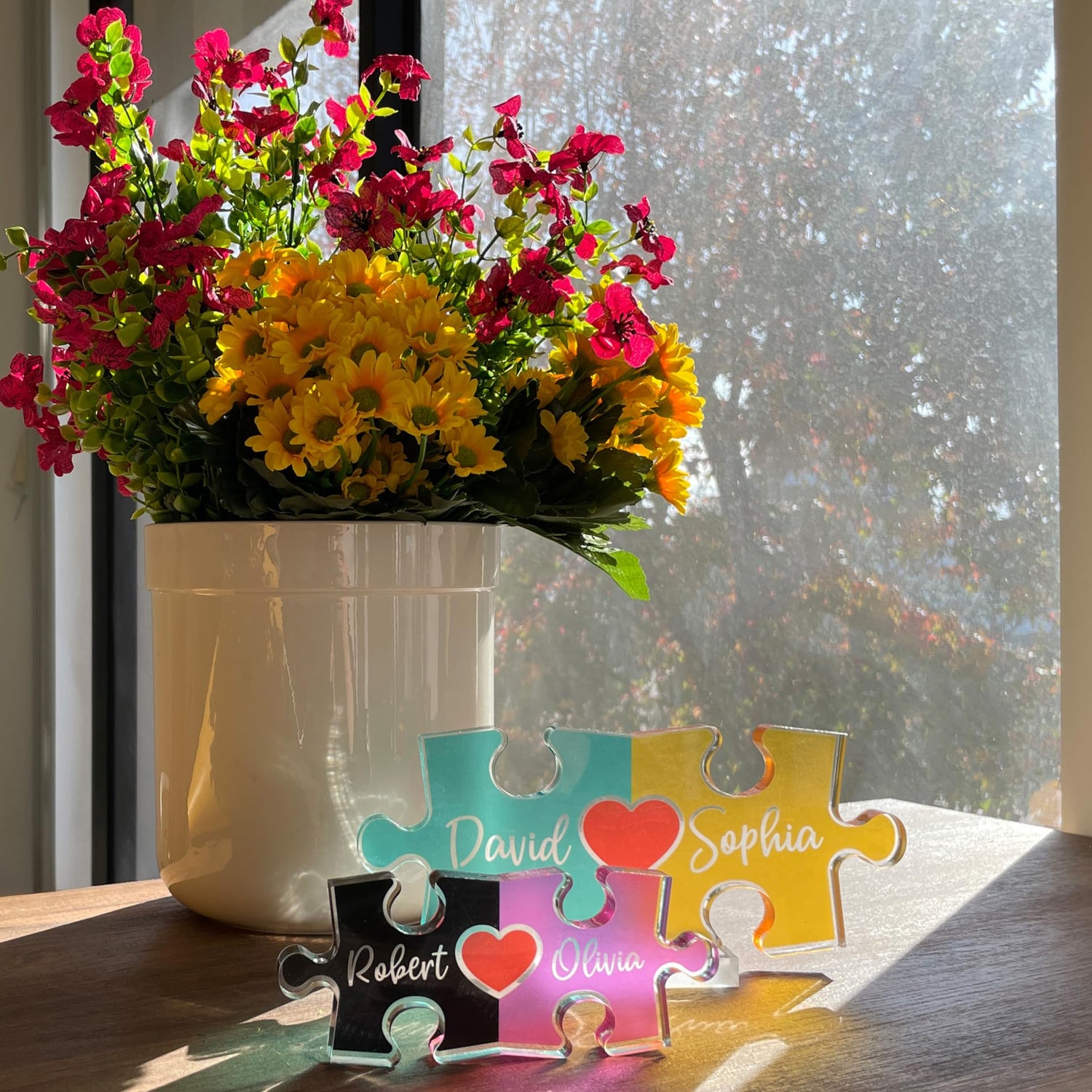 Personalized Puzzle Name Sign for Couples, Valentines Day Gifts for Her Him, 0.45in Thick Acrylic - Love Is The Piece That Holds Us Together, Amazing Items