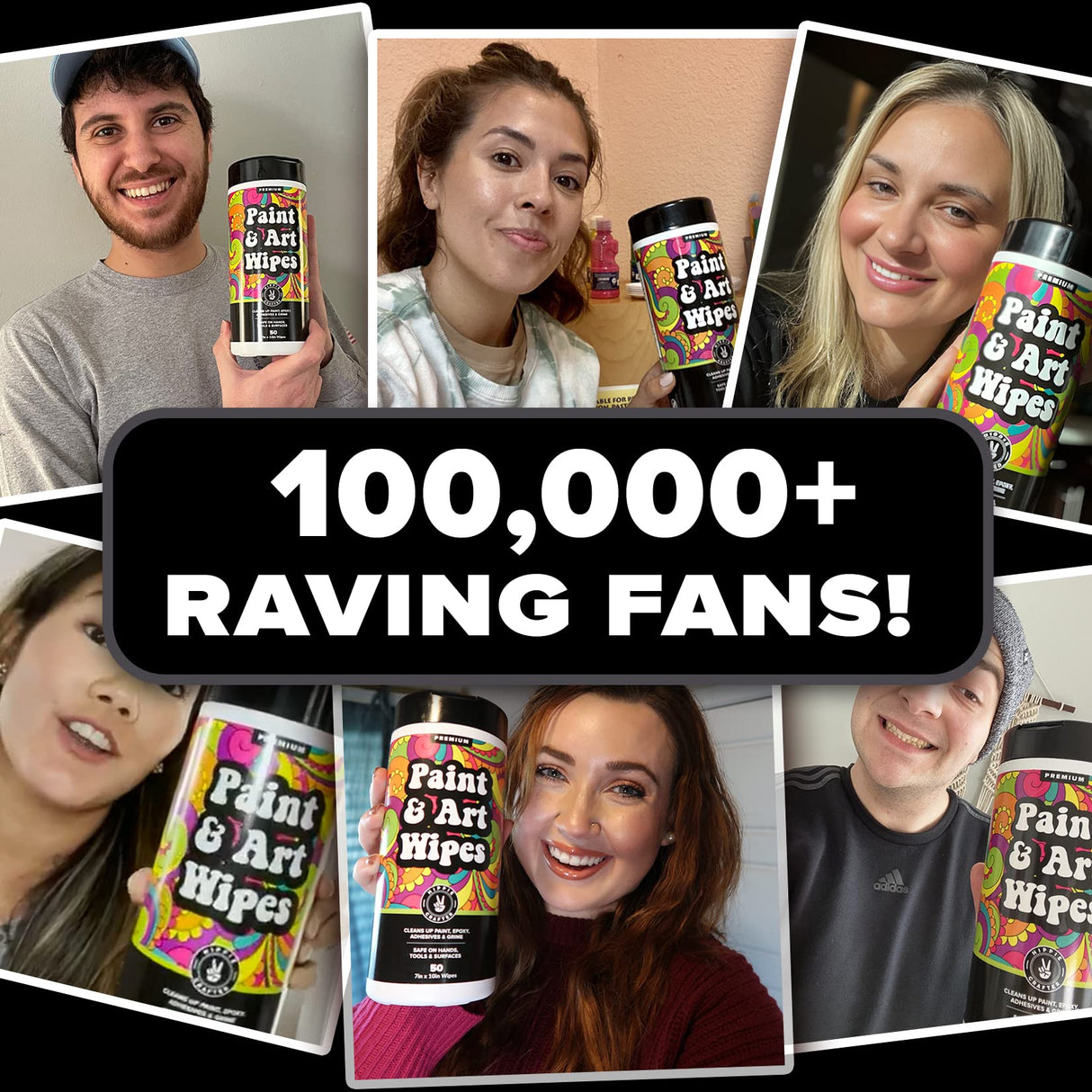 Paint & Art Wipes Paint Remover Wipes Cleaner Epoxy Glue Stains Latex, Acrylic Hand Cleaner and Plastic, Metal or Wood Surfaces, Floors, Brushes, HIPPIE CRAFTER