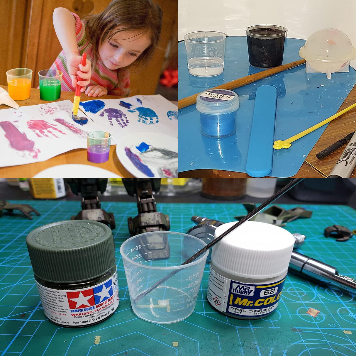 60 Pcs Plastic Graduated Cups 30ml/ 1ounce Transparent Scale Cups Epoxy Mixing Cups, with 50 Pack Wooden Stirring Sticks for Mixing Paint, Stain, Muluo