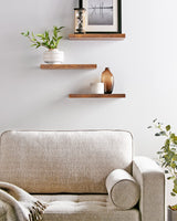 BAYKA Floating Wood Shelves - Wall Mounted for Bathroom,Bedroom,Living Room,Kitchen,Small Hanging Shelf for Books/Storage/Room Decor with 22lbs BAYKA