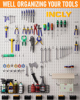 INCLY 238PCS Pegboard Accessories Organizer Kit, Peg Board Hooks Assortment with Peg Bins, Baskets, Paper Towel Holder for 1/8 and 1/4 inch Pegboard INCLY