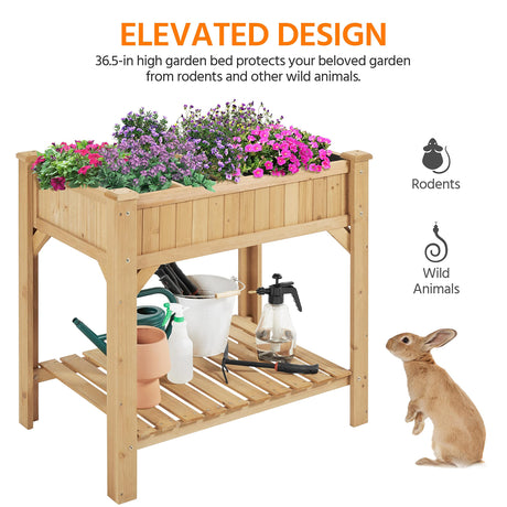 Yaheetech 36'' Hx25'' Wx37'' L Raised Garden Bed 8 Pocket Herbs Garden Planter Outdoor Horticulture Vegetables Standing Planters Boxes with Grow Grid Yaheetech