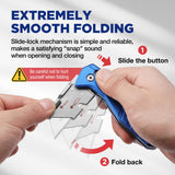 WORKPRO Folding Utility Knife, Heavy Duty Metal Box Cutter with Quick Open Lock, Quick Change Blade Razor Knife, Foldable Pocket Knife with Belt Clip WORKPRO