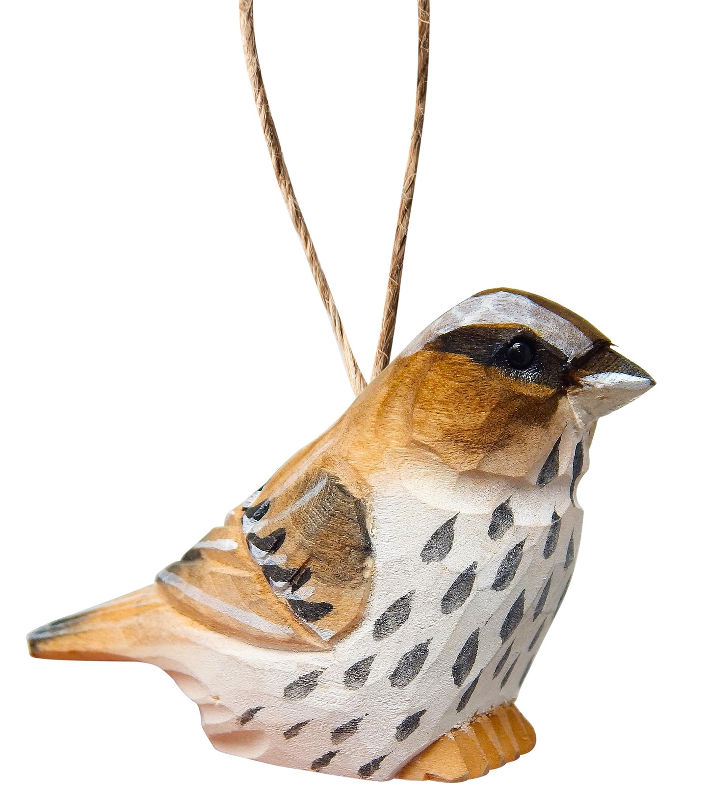 Selsela Sparrow Brown Bird Wood Ornament Hanging Animal Figurine Handmade Carved Decoration - WoodArtSupply