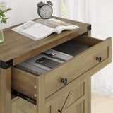 HOSTACK Coffee Bar Cabinet, Modern Farmhouse Buffet Sideboard with Drawer and Adjustable Shelf, Barn Door Storage Cabinet for Kitchen, Dining Room, HOSTACK