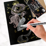 JEFFNIUB Gold Paint Pens with Silver, Rose Gold Acrylic Paint Pens for Rock Painting, Wood, Fabric, Glass, Canvas, Scrapbooking, Card DIY Metallic JEFFNIUB