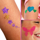 GirlZone Temporary Glitter Tattoos Kit for Girls, 33 Fun Pieces in 1 Sparkly Glitter Tattoos for Kids Kit, Easy to Apply and Remove Glitter Tattoo GirlZone