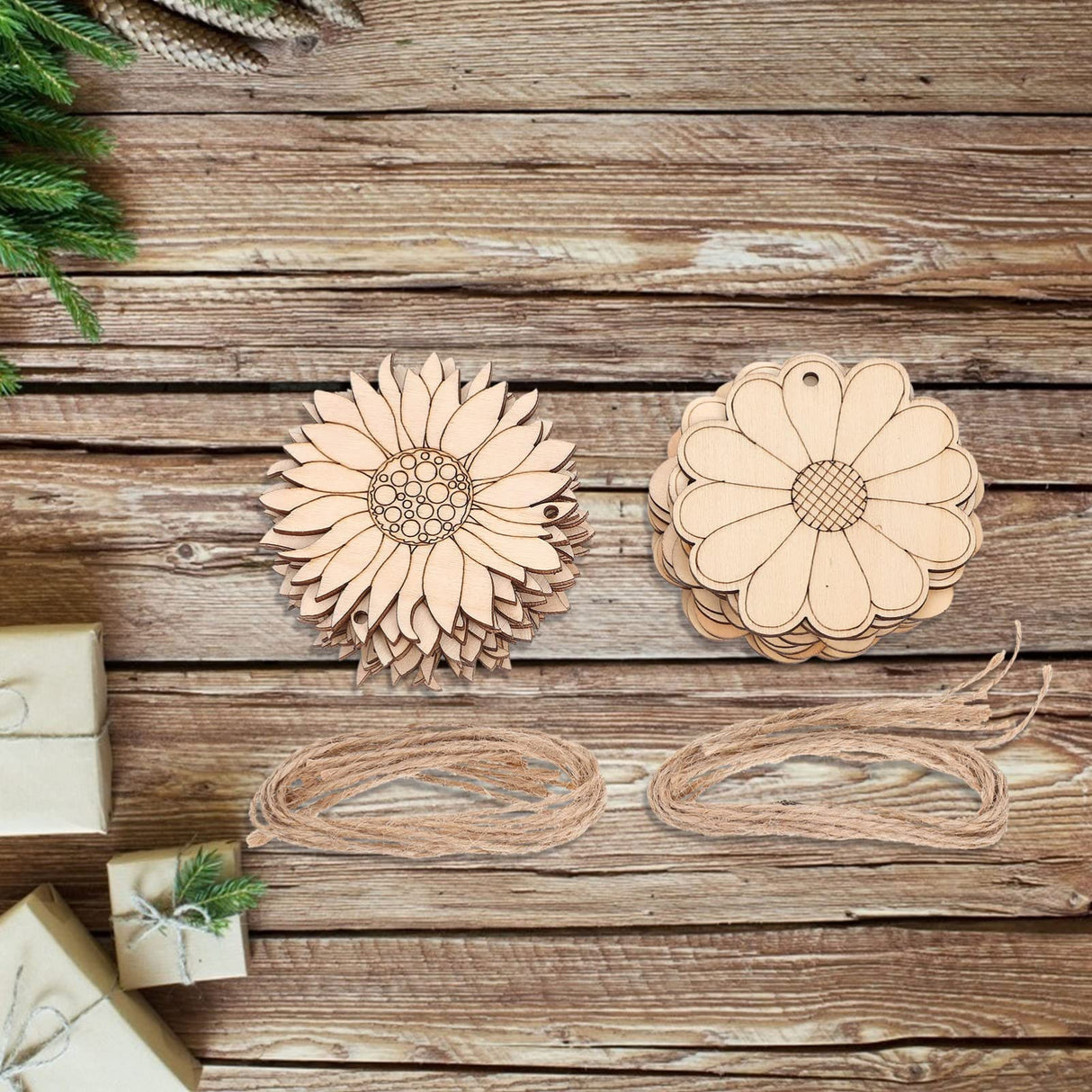 Operitacx 20pcs Sunflower Wood Chips Unfinished Hanging Ornaments Painting Flower Chips Daisy Embellishments for Crafts Blank Scrapbook Sunflower Operitacx