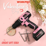 WORKPRO Pink Cordless 20V Lithium-ion Drill Driver Set, 1 Battery, Charger and Storage Bag Included - Pink Ribbon WORKPRO