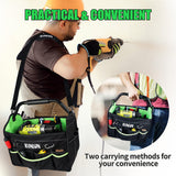 KUNLUN 17-Inch Open Top Tool Bag, Electrician Tool Bag, Tool Tote Bag Organizer for Easy Tool Access, 33 Pockets Foldable Tool Carrier with Rotating KUNLUN