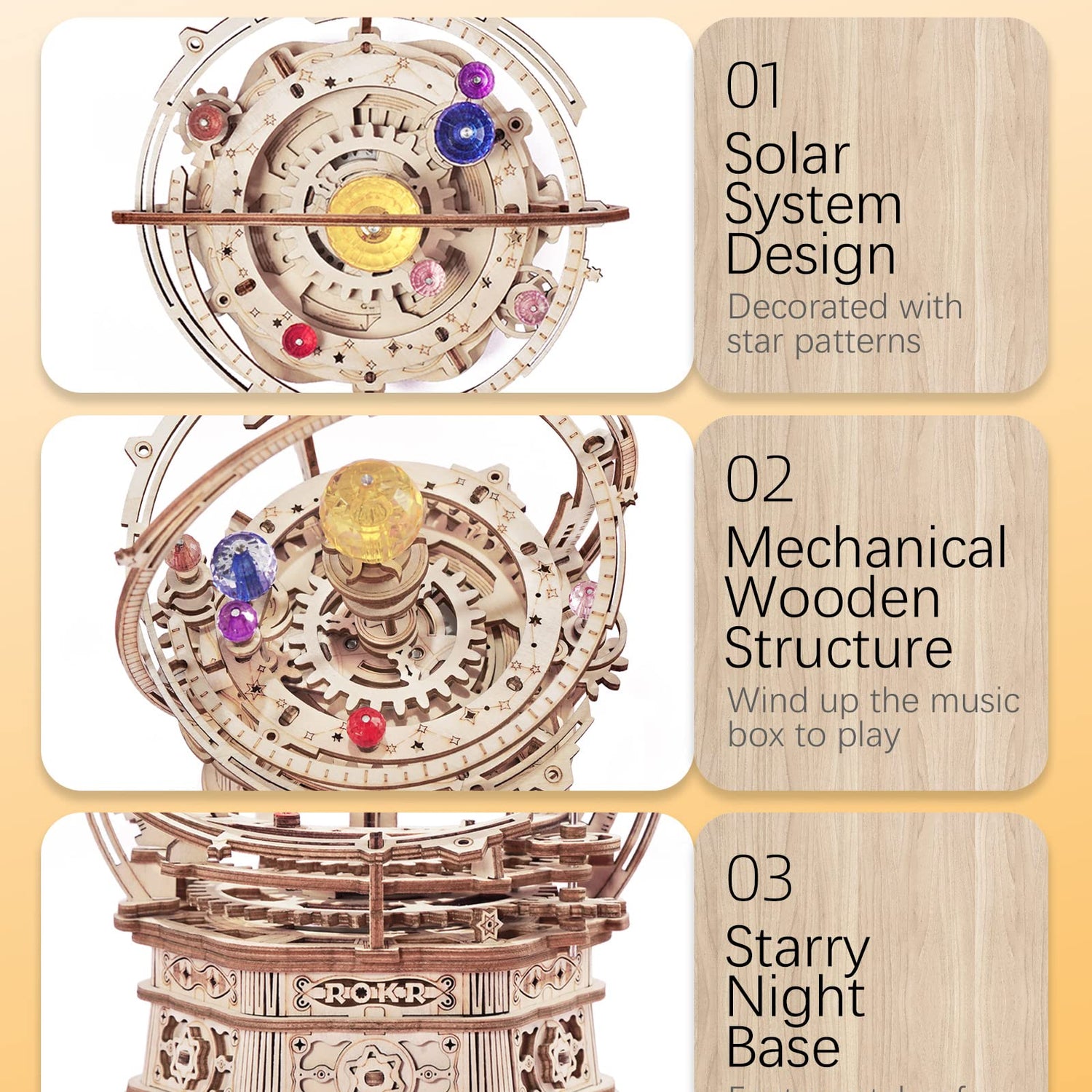ROKR Starry Night 3D Musical Box Puzzle Kit for Adults and Teens ROKR