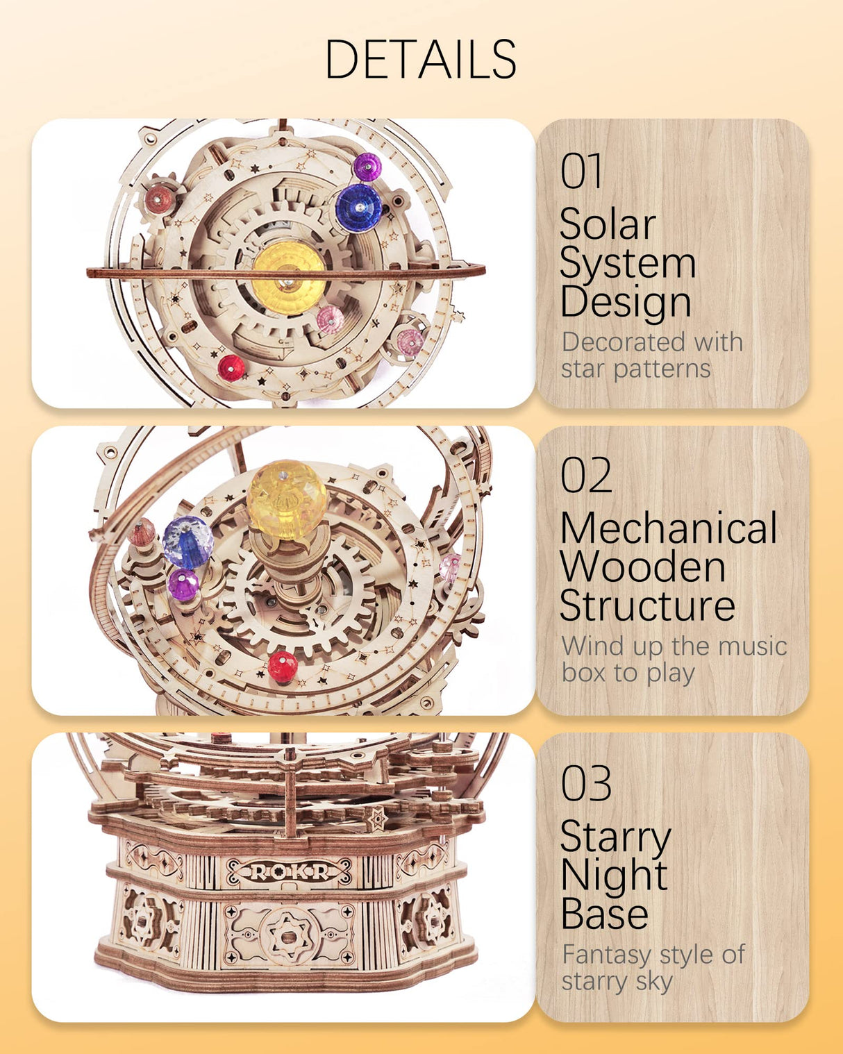 ROKR Starry Night 3D Musical Box Puzzle Kit for Adults and Teens ROKR