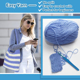 Katech Crochet Kit for Beginners, Striped Tote Bag Crochet Set Includes Crochet Yarn Crochet Hooks,Complete Crochet Step-by-Step Guide Needles Katech