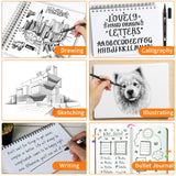 GPLMQ Black Drawing Pens, 12 Pack Felt Tip Markers for Adults and Kids, Dual Brush Fineliners Pens for Art Drawing Sketching Calligraphy GPLMQ