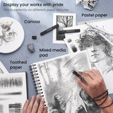 Arteza Compressed Charcoal Sticks, Set of 16, Medium and Hard Grade Sketching Crayons, Art Supplies for Drawing and Shading ARTEZA