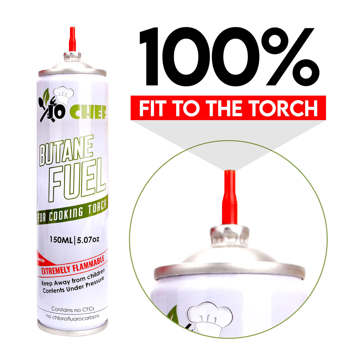 Jo Chef Kitchen Torch With Butane included, Refillable Torch, Creme Brulee Blow Lighter gun Safety Lock & Adjustable Flame, Culinary Cooking for Jo Chef