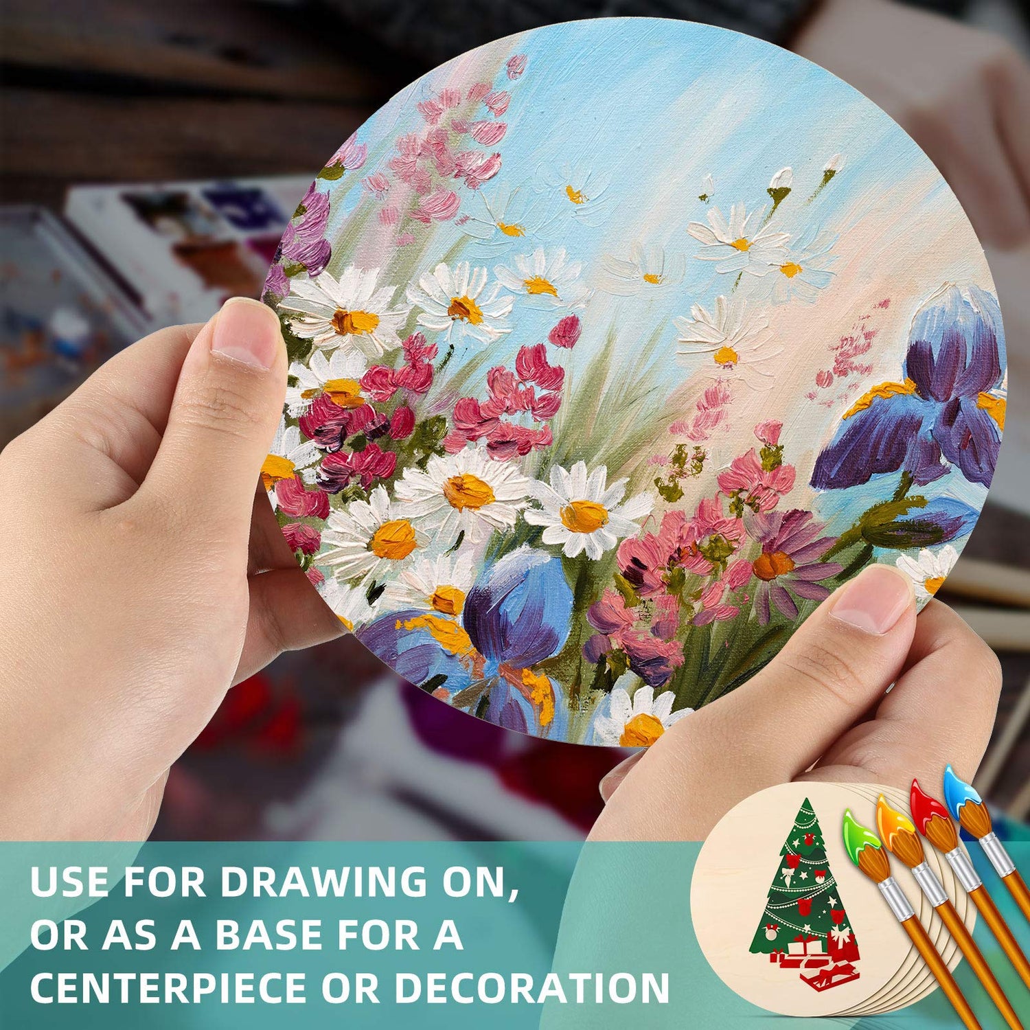 6 Pieces Round Wood Circles Unfinished Wood Slices Cutout for Craft Door Hanger, Pyrography, and Painting (6 Inch) Jetec