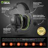 GREEN DEVIL Noise Cancelling Ear Protection Headphones with 5.3 Bluetooth and External Mic NRR 27 dB Hearing Ear Muffs GREEN DEVIL