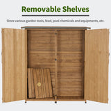 MCombo Outdoor Storage Cabinet, Wood Garden Shed, Outside Tool Shed, Vertical Organizer Cabinet with Double Lockable Doors for Outside, Garden and mcombo