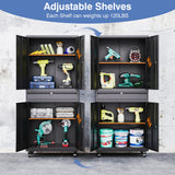 LISSIMO Metal Storage Cabinet with Wheels, Locking Garage Storage Cabinet with Adjustable Shelves and Drawer, Rolling Tool Cabinet for Home Office LISSIMO