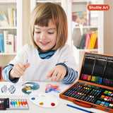 Shuttle Art 118 Piece Deluxe Art Set, Art Supplies in Wooden Case, Painting Drawing Art Kit with Acrylic Paint Pencils Oil Pastels Watercolor Cakes Shuttle Art