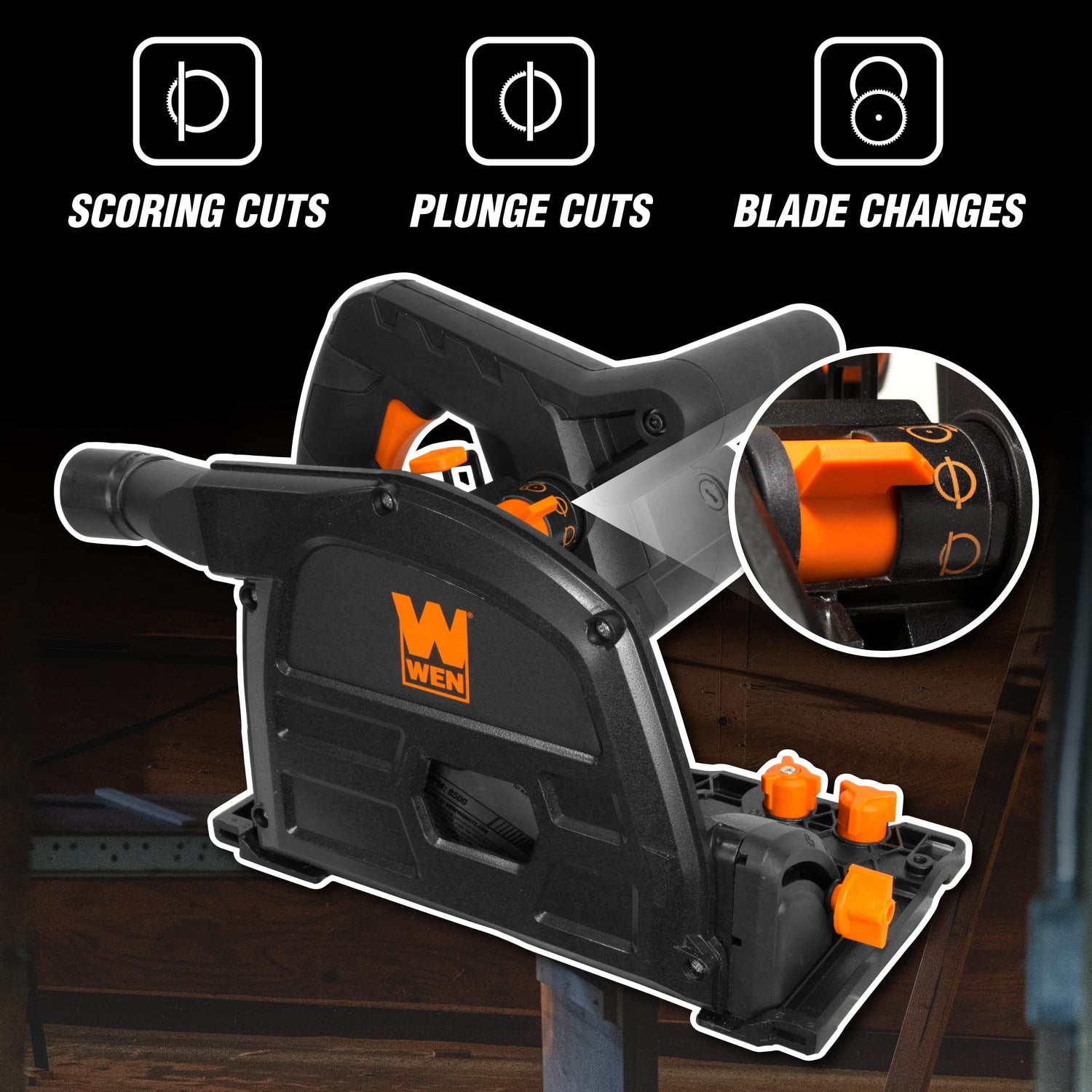 WEN CT1065 10-Amp 6.5-Inch Plunge Cut Sidewinder Circular Track Saw,Black WEN