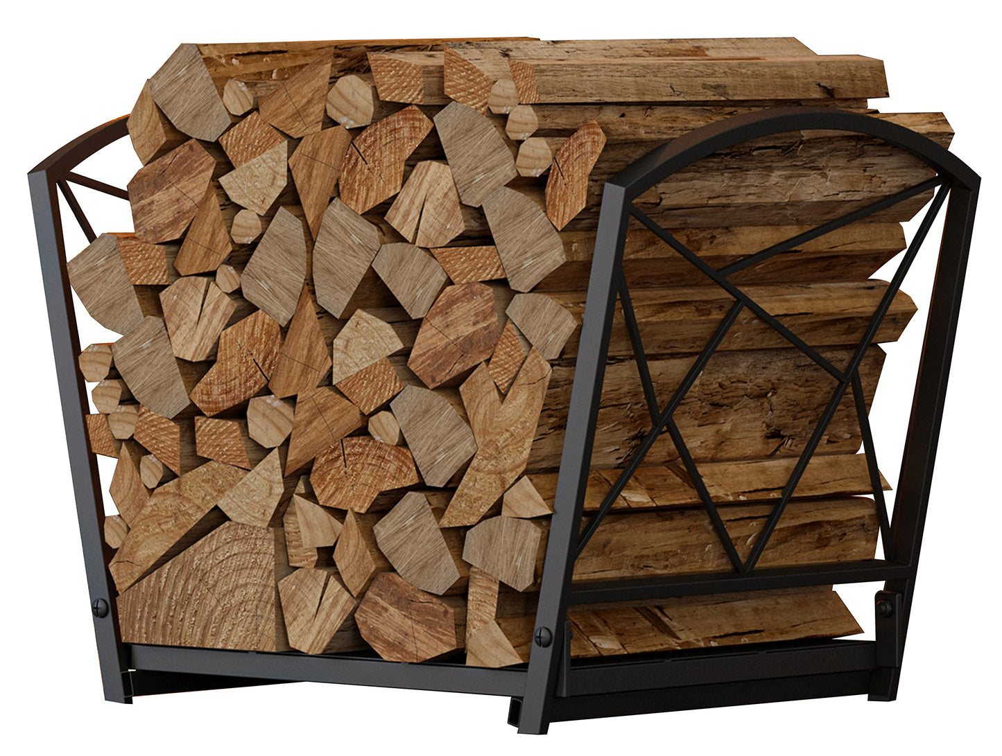 Fire Beauty Firewood Log Rack, Iron Wood Lumber Storage Holder for Fireplace, Heavy Duty Log Storage Bin for Firepit Stove Accessories - WoodArtSupply