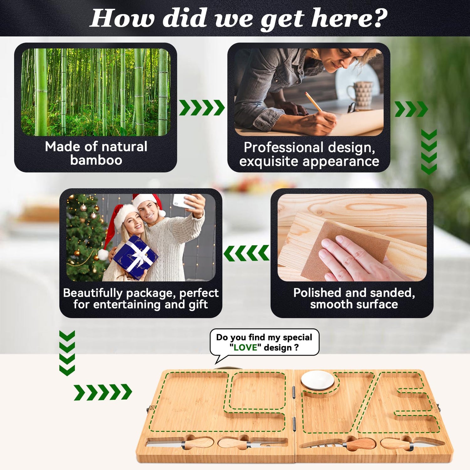 Cheese Board Charcuterie Gift Folding - Bamboo Sturdy Easy to Storage Magnetic Mount Serving Platter with Knife Travel Picnic Cheese Tray Set UTCG