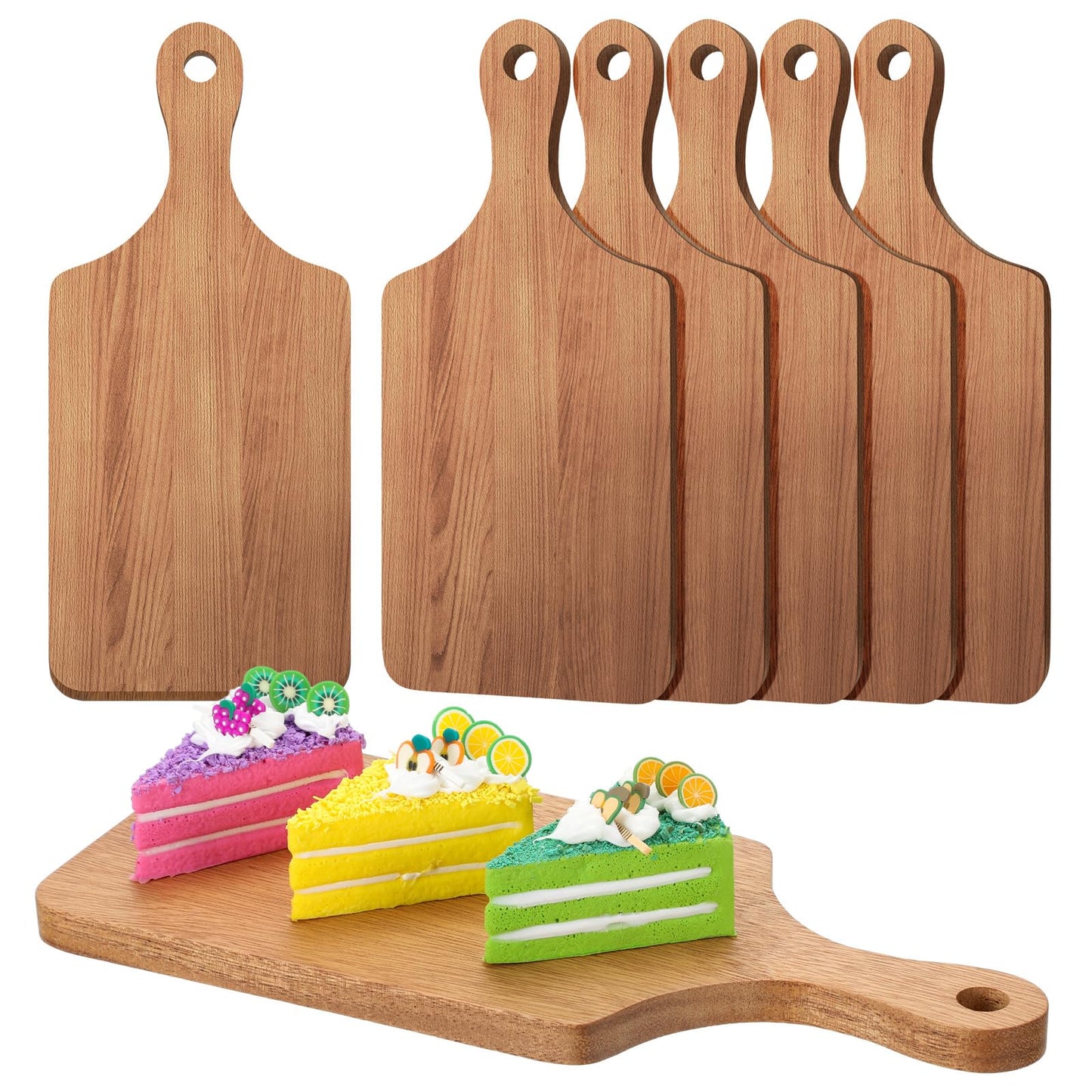 Didaey 6 Pcs Cutting Board Bulk Kitchen Thicken Chopping Board with Handles Wooden Charcuterie Serving Board Blank Wood Boards for Engraving Wedding - WoodArtSupply