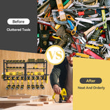 jsyonii Power Tool Organizer-4 Layers Wall Mount Garage Tool Storage Rack, 8 Drill Holder Metal Heavy Duty Tool Storage Rack, Tool Shelf with Pliers jsyonii