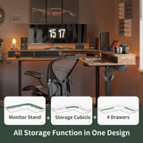 FEZIBO 63" L Shaped Standing Desk with 4 Drawers, Electric Standing Gaming Desk Adjustable Height, Corner Stand up Desk with Splice Board, Black FEZIBO