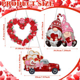 Menkxi 3 Set Valentine's Day Diamond Painting Hanging Sign 5D Truck Heart Wreath Gnomes Diamond Painting Kits DIY Crystal Paint Arts and Crafts Set Menkxi