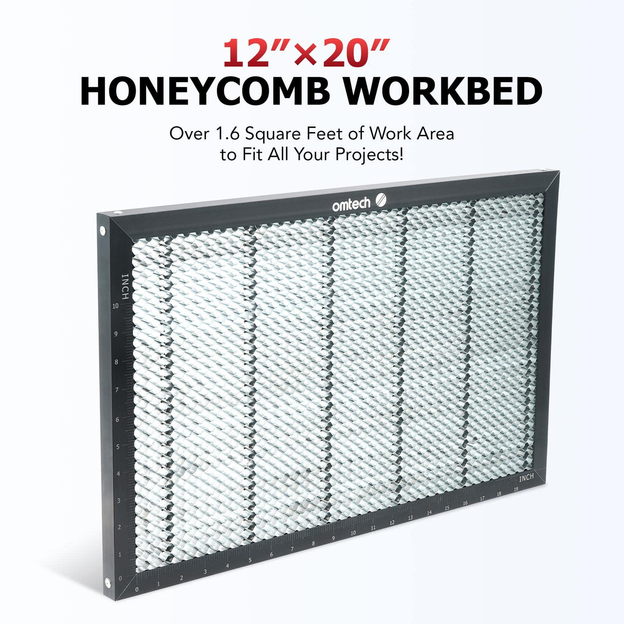 OMTech Honeycomb Laser Bed, 12x20 Inch Metal Honeycomb Working Table for CO2 Laser Engravers and Cutters, Laser Honeycomb Workbed with 0.4" Holes OMTech