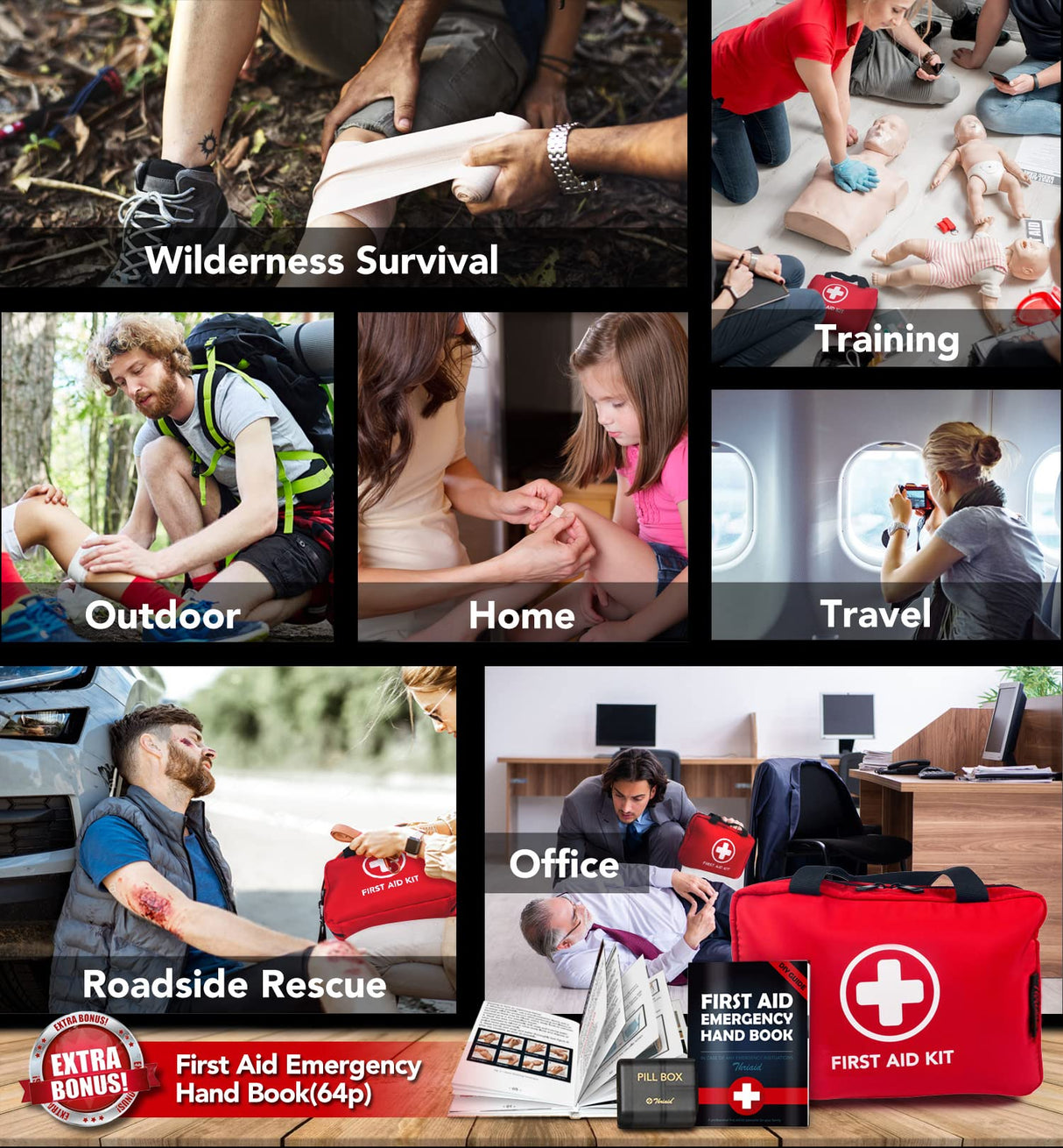 330 Piece First Aid Kit, Premium Waterproof Compact Trauma Medical Kits for Any Emergencies, Ideal for Home, Office, Car, Travel, Outdoor, Camping, THRIAID