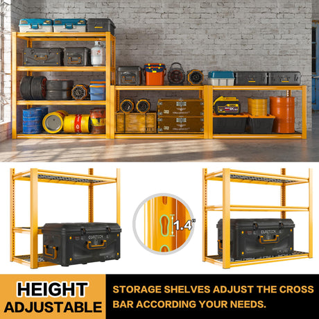 REIBII 40"W Garage Shelving Heavy Duty Loads 2240LBS Garage Storage Shelves Heavy Duty Shelving 4-Tier Adjustable Metal Shelves for Storage Rack REIBII
