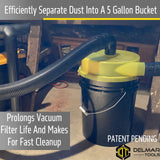 Delmar Tools Patent Pending Shop Vacuum Dust Separator, 99% Separating Efficiency, Included 90° Adapter and Hose Unlike Competitor Versions, Attaches Delmar Tools