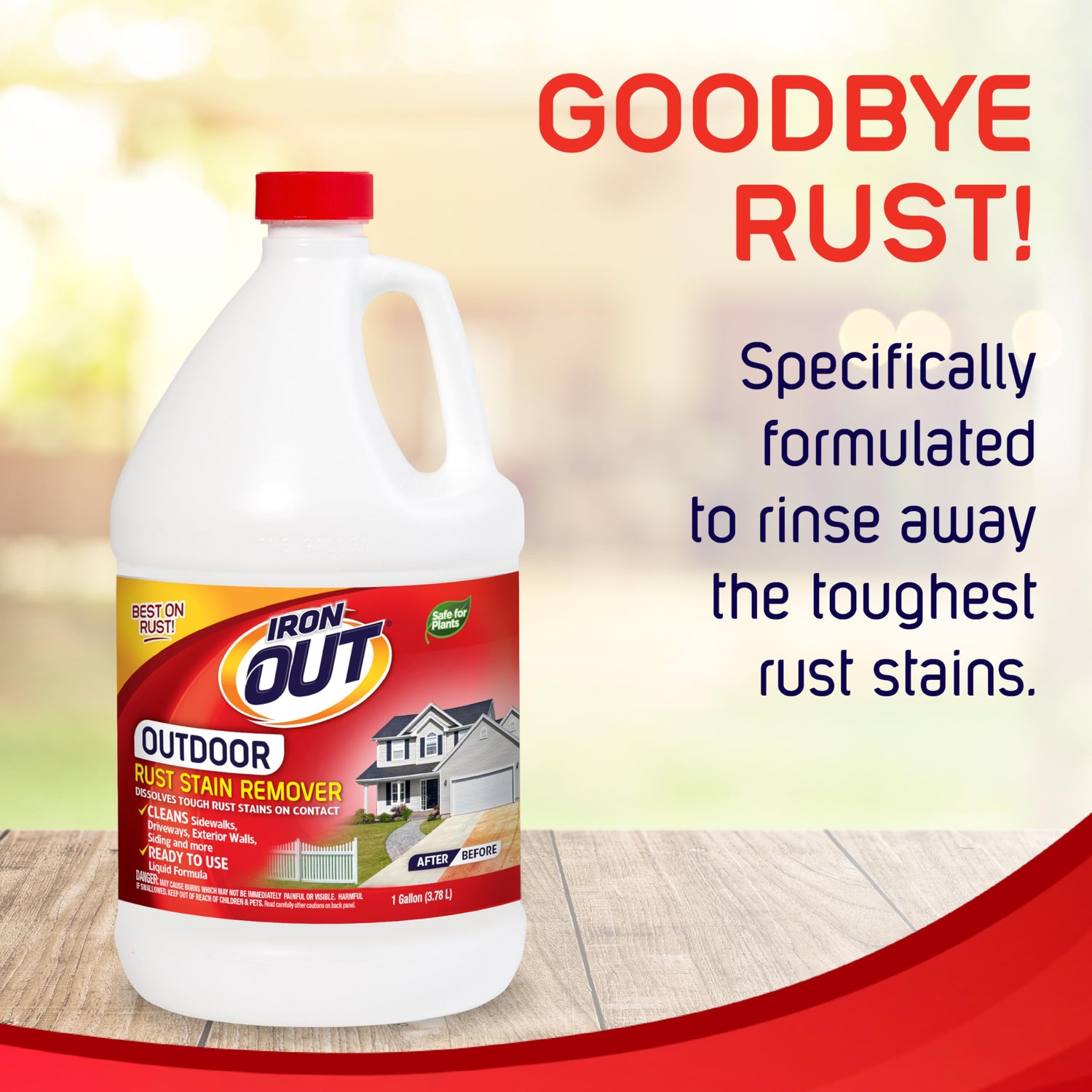 Iron OUT Liquid Rust Stain Remover, Pre-mixed, Quickly Removes Rust Stains from Concrete, Vinyl and Other Outdoor Surfaces, No Scrubbing, Safe to OUT