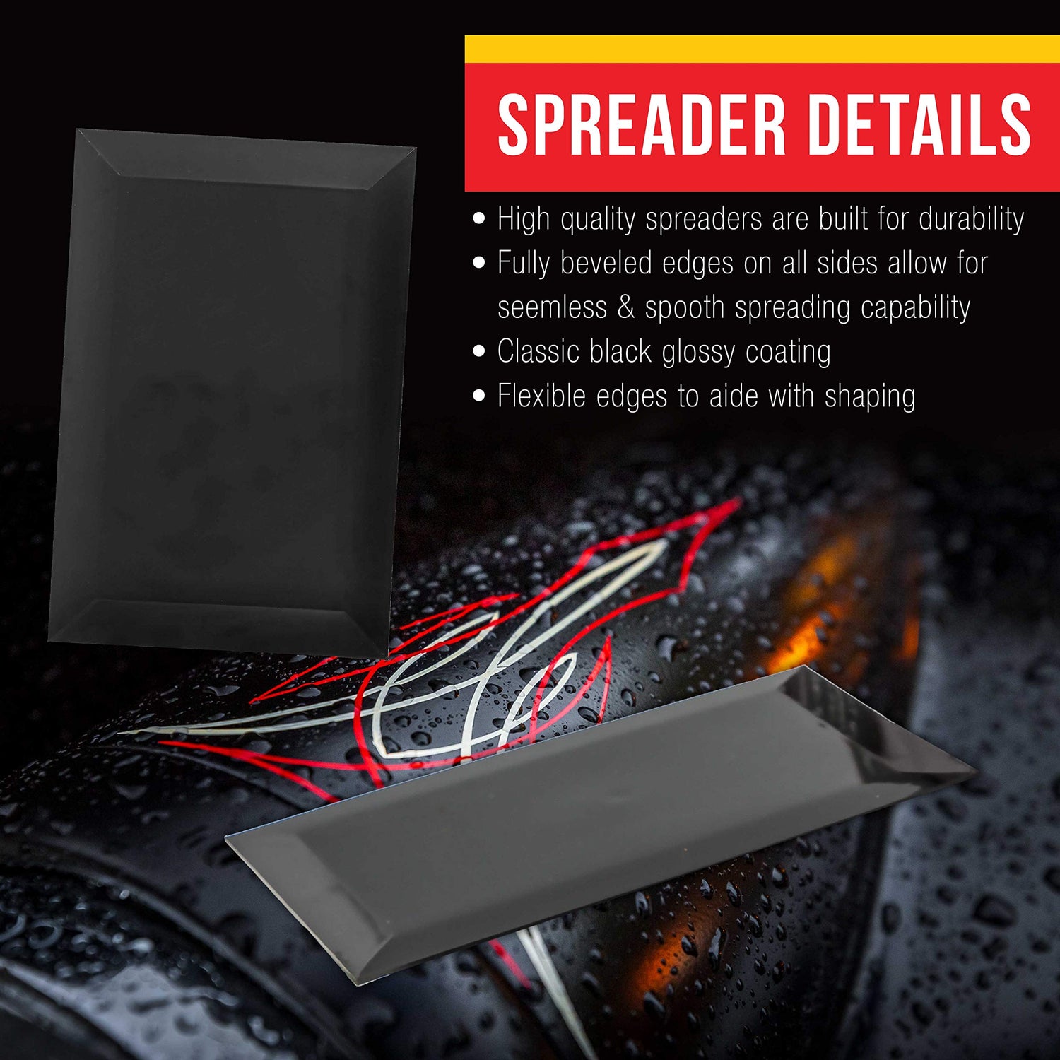 Custom Shop 4" x 2-3/4" (Pack of 25) Double Sided Black Plastic Ultra Flexible Filler Spreaders Custom Shop