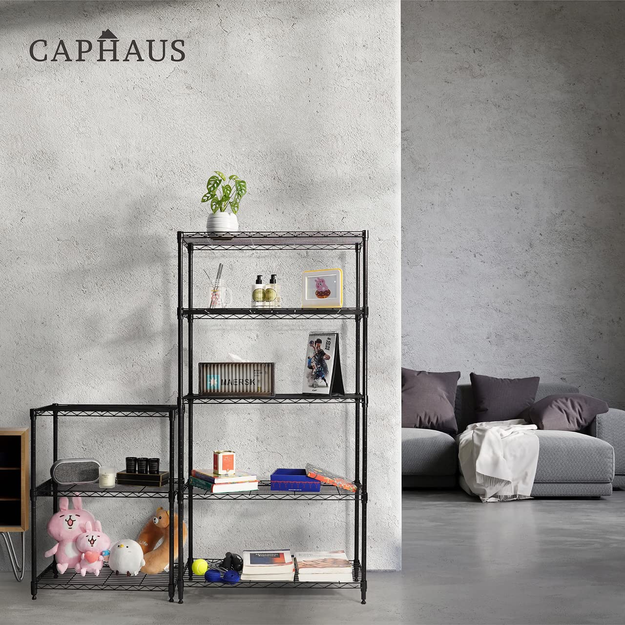 CAPHAUS 3/4/5-Tier Adjustable Height Wire Shelving Unit, Rack Shelving, Metal Steel Shelves, Garage Organizer, Utility Storage Shelf, 3-Tier Without CAPHAUS