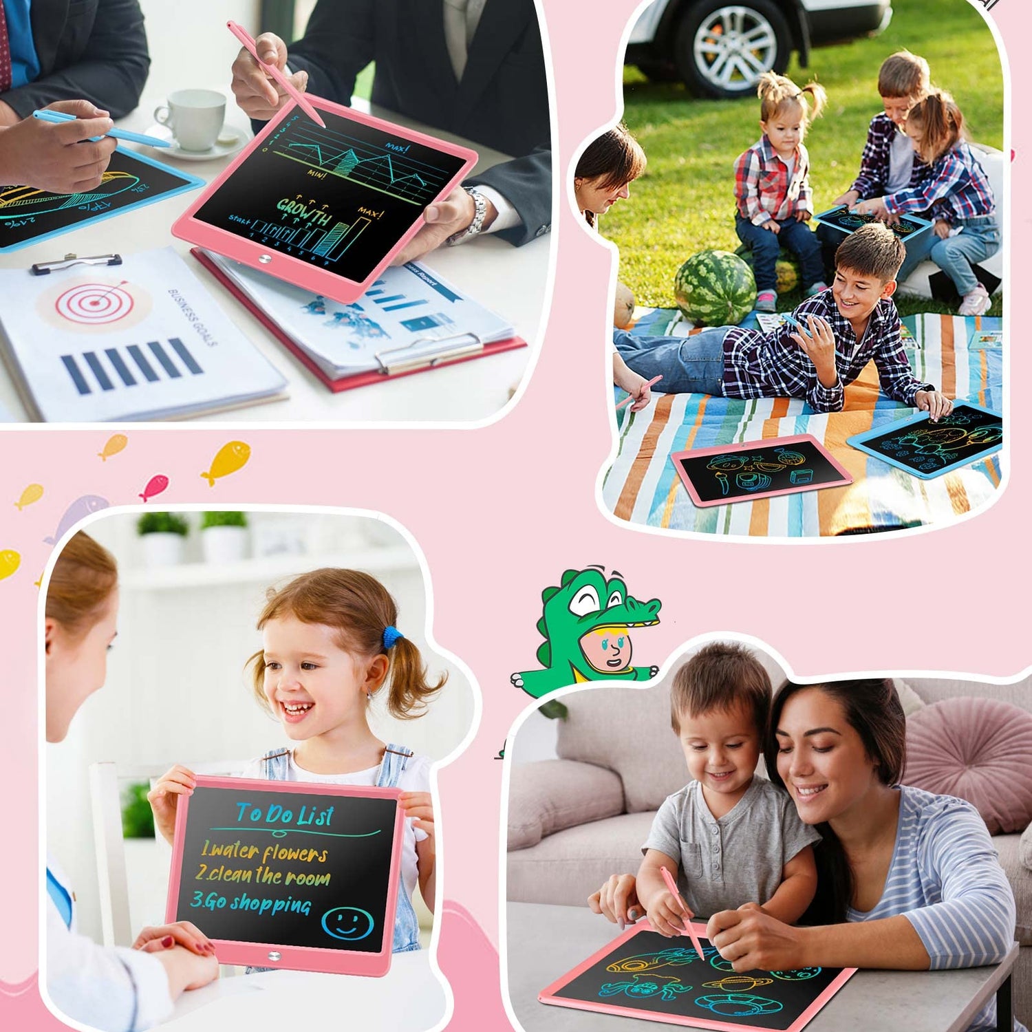 KOKODI 12 Inch LCD Writing Tablet with Anti-Lost Stylus, Erasable Doodle Board Colorful Toddler Drawing Pad, Car Travel School Games Toys for 3 4 5 6 KOKODI