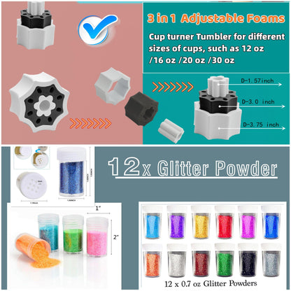 Cup Turner for Crafts Tumbler,Epoxy Resin Glitter Tumbler Full Kits,DIY Cup Turner,Tumbler Turner Spinner Machine Kit with Heat Gun Set for Crafts - WoodArtSupply